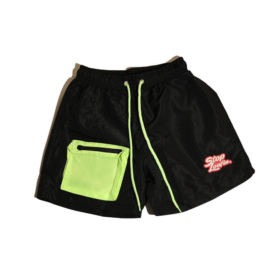 Stop Loafin Black Racer Highlighter Pocket Shorts