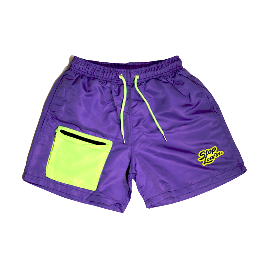 Stop Loafin Purple Racer Highlighter Pocket Shorts