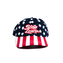 Load image into Gallery viewer, Stop Loafin Logo Stripes and Stars Kids Hat
