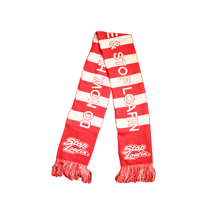 Stop Loafin Soccer Scarf "DO NOW. HUSTLE AND STOP LOAFIN"